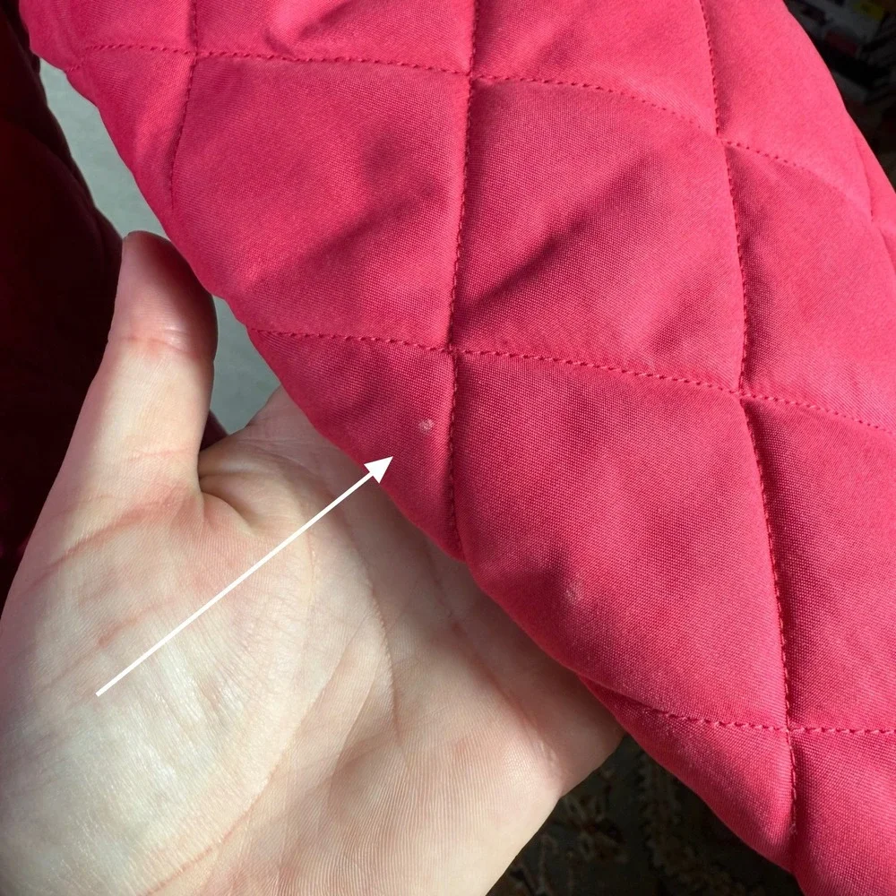 Van Heusen Quilted Jacket Pink Button Front Pockets Stand Collar Women Sz L - Picture 11 of 11